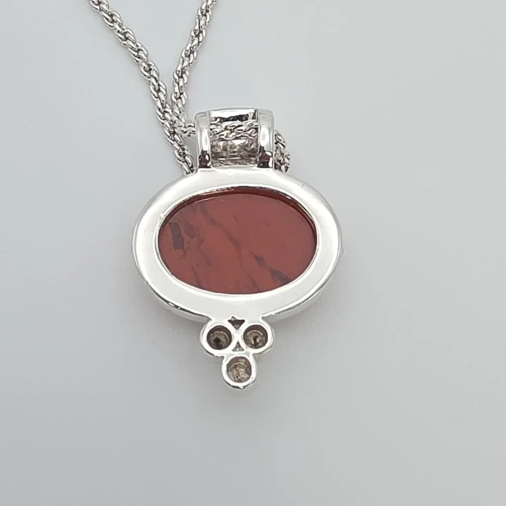 New! ANNALEECE By DEVRIES Carnelian‎ Necklace SWAROVSKI Rhodium Plate 20